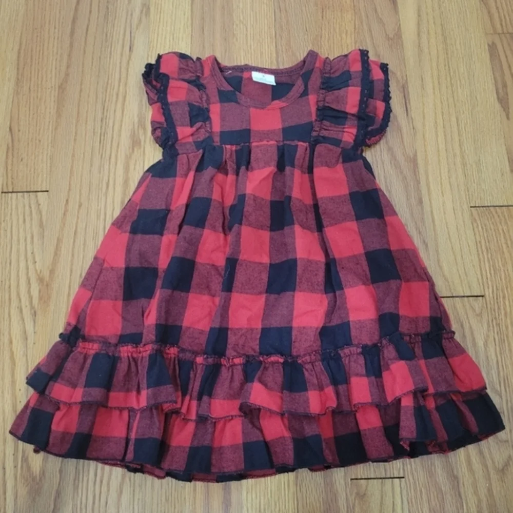 Toddler Girls Christmas Outfit Bundle Sz 24 Months 2T Buffalo Plaid‎ Blue Velvet